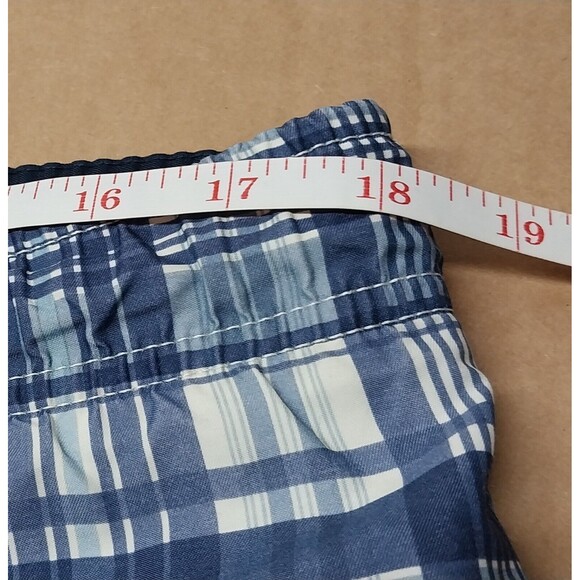 Izod Mens Swim Trunks Size Medium Blue White Plaid NO LINING Read Description - Picture 7 of 16